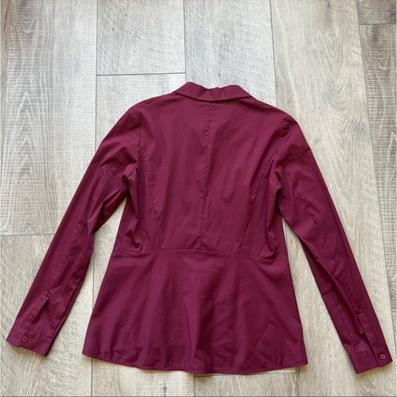 Lafayette 148 New York Button Down Dress Shirt in Burgundy Size 2 - Picture 3 of 5